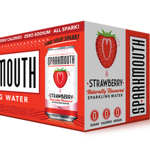 Load image into Gallery viewer, Box of Sparkmouth Strawberry sparkling water on a white background
